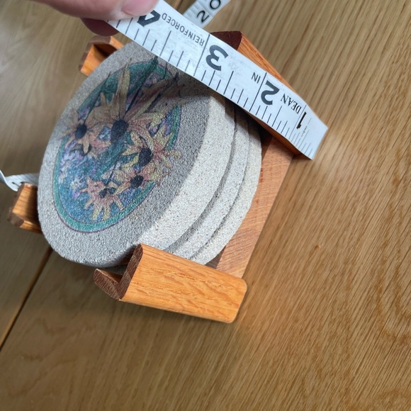 Set of Four Sunflower Stone Coaster Set with Holder - Picture 7 of 7